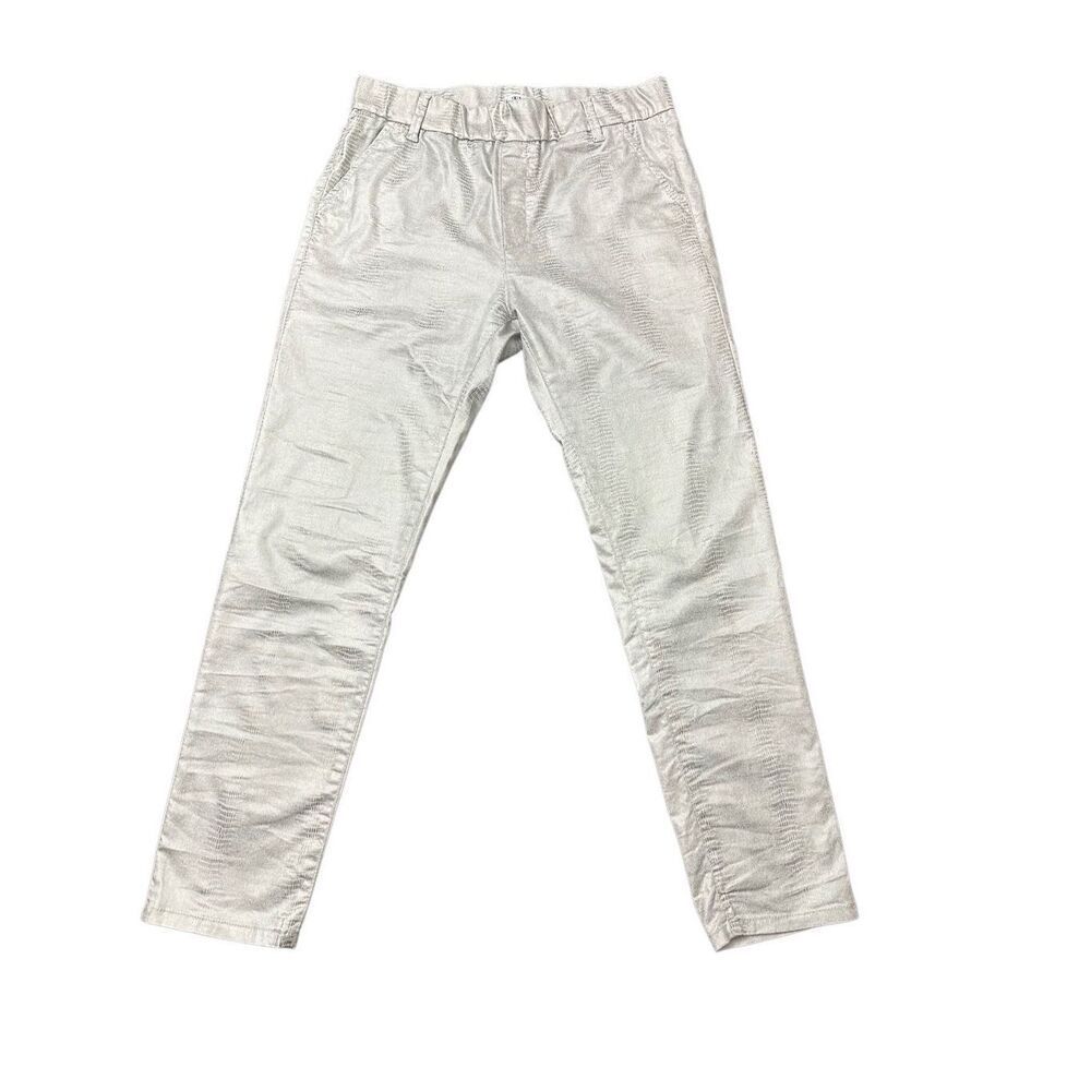 Bevy Flog Pants Womens White Gold Snake Print Dafna Pull On Mid Rise Stretch Siz